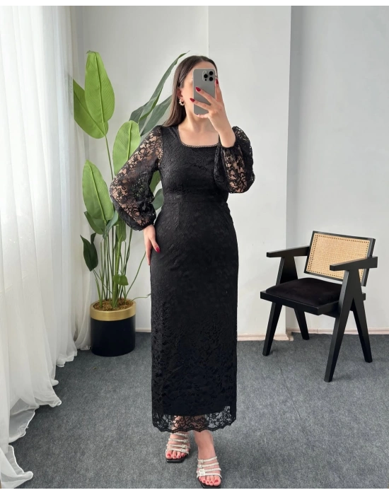 ROSALİE DANTEL SİYAH ELBİSE