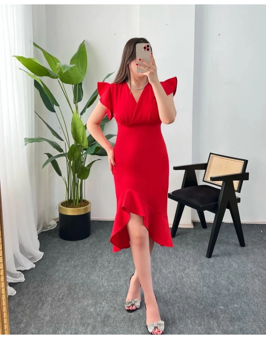 ROZA KIRMIZI ELBİSE