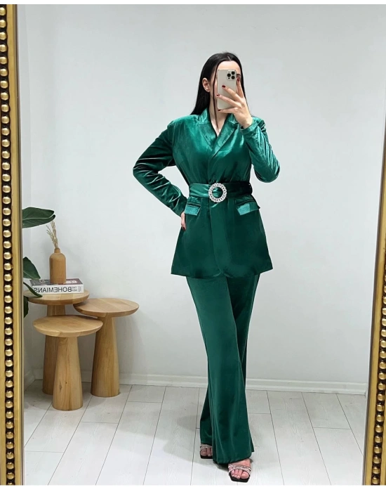 ZÜMRÜT KADİFE CEKET TAKIM