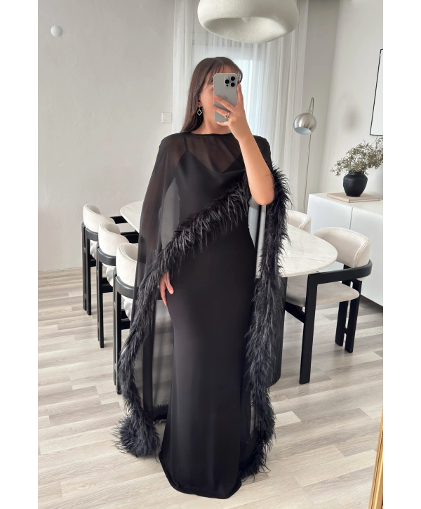 AVELİNE OTRİŞ DETAYLI ELBİSE