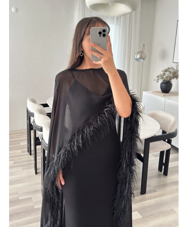 AVELİNE OTRİŞ DETAYLI ELBİSE
