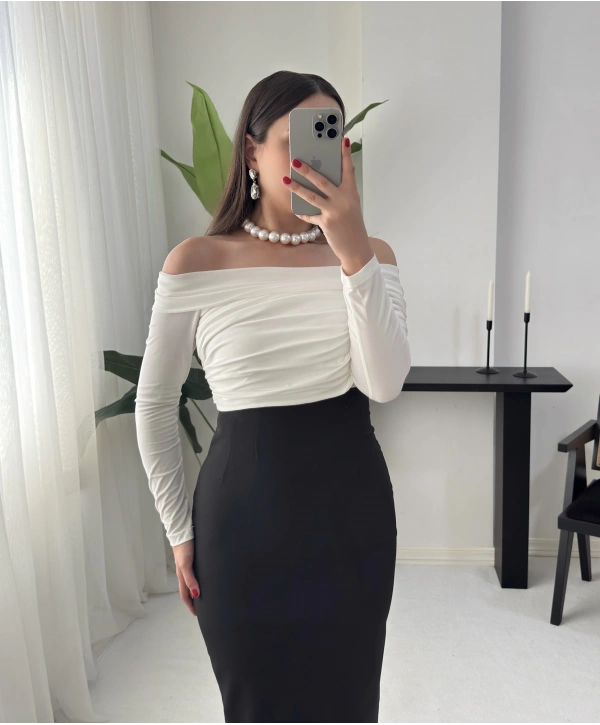 MAYA DRAPELİ ELBİSE