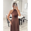 KATHİA ÇİÇEK DETAYLI KAHVE ELBİSE