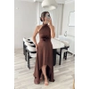 KATHİA ÇİÇEK DETAYLI KAHVE ELBİSE