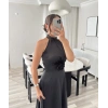 KATHİA ÇİÇEK DETAYLI SİYAH ELBİSE