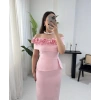 MATİLDA ÇİÇEK DETAYLI PEMBE ELBİSE