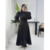 POLİNA PARLAK KUMAŞ SİYAH ELBİSE