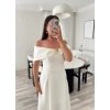 SWAN TOKA DETAYLI BEYAZ ELBİSE