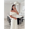 SWAN TOKA DETAYLI BEYAZ ELBİSE