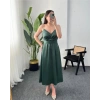 TAŞ ASKILI MİNT SATEN ELBİSE
