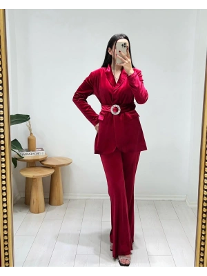 BORDO KADİFE CEKET TAKIM