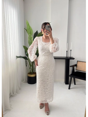 ELORA DANTEL BEYAZ ELBİSE