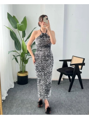 MİLA PAYETLİ GRİ ELBİSE