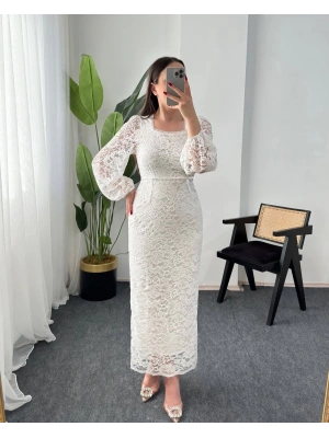 ROSALİE DANTEL BEYAZ ELBİSE
