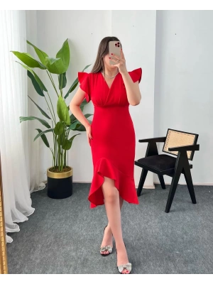 ROZA KIRMIZI ELBİSE