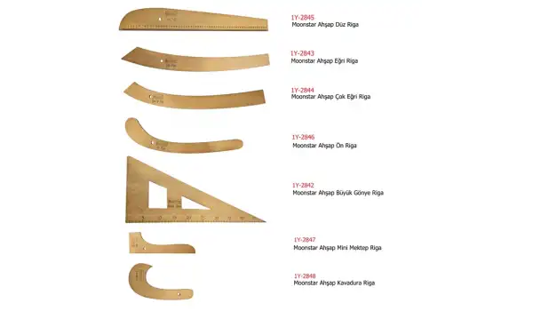 Ahşap Riga Cetvel Takım (7 Parça)