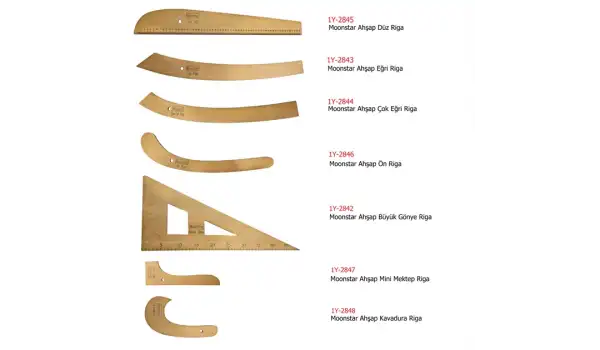 Ahşap Riga Cetvel Takım (7 Parça Kutulu)