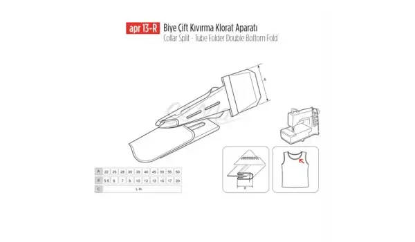 Biye Çift Kıvırma Klorat(Etek) Apara 28X7mm / APR 13-R