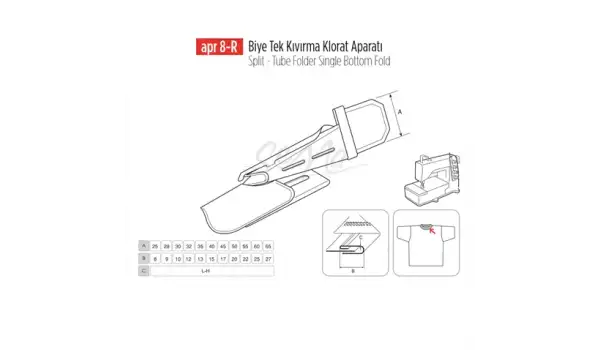 Biye Tek Kıvırma Klorat(Etek) Apara 40X15mm / APR 8-R