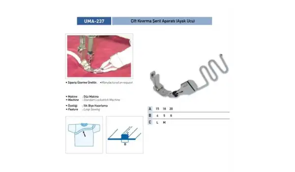 Çift Kıvırma Şerit Apara(Ayak Ucu)18X4mm/UMA-237(KS66)