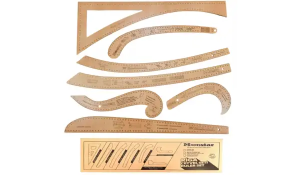 Fransız Kurvesi Ahşap Riga Cetvel Takım (7 Parça Kutulu)