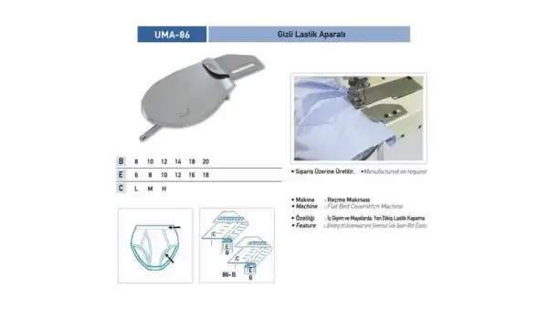 Gizli Lastik Temiz Katlama Aparatı 12X14 / UMA-86