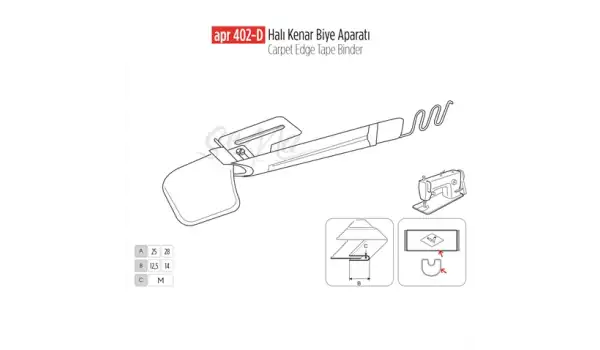 Halı Kenar Biye Aparat 28Cm-14Cm / APR 402-D