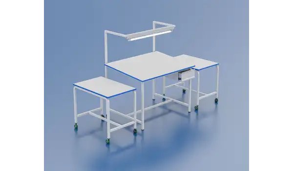 Kardesan Üstten Işıklı Kalite Kontrol Masası Sabit 140Cmx90Cm(Sağ-Sol Tekerli Sehpa Yük 85)