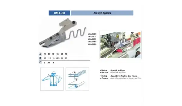 Overlok Arabiye Aparatı 50X25mm / UMA-30