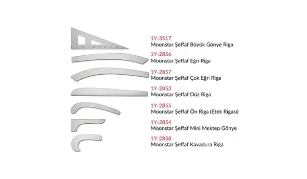 Şeffaf Plastik Riga Cetvel Takım (7 Parça)