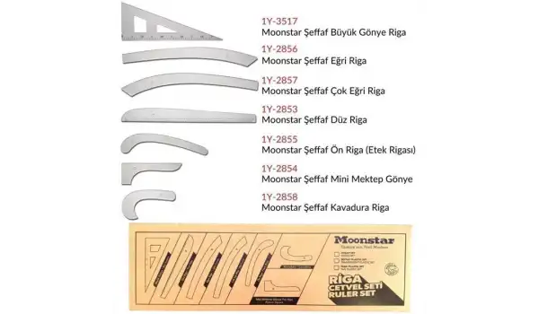 Şeffaf Plastik Riga Cetvel Takım (7 Parça Kutulu)