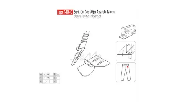 Şerit Ön Cep Ağzı Apara Set 20X10mm / APR 140-C