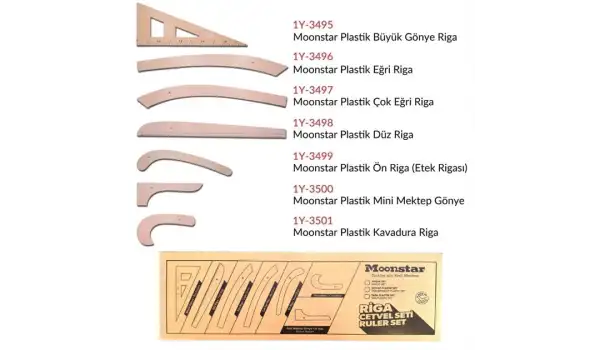 Taba Plastik Riga Cetvel Takım (7 Parça Kutulu)