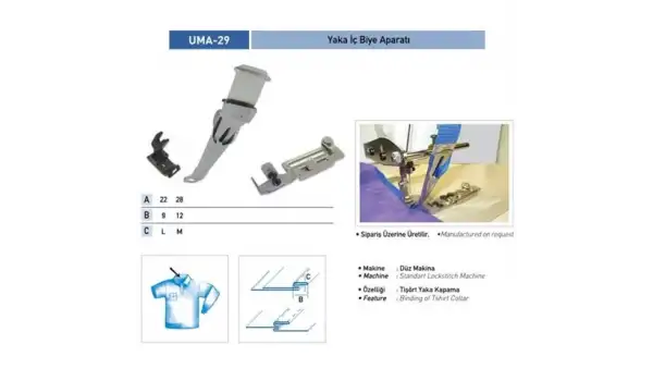 Yaka İç Biye Aparatı 22X9mm/ UMA-29