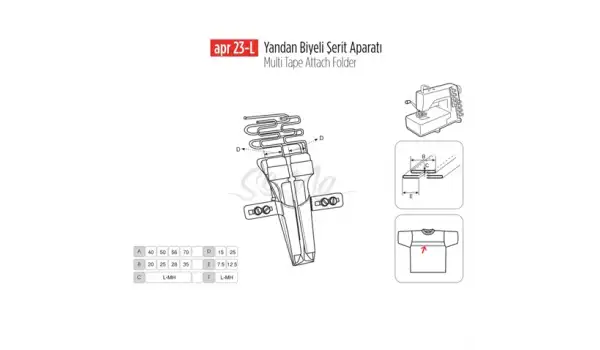 Yandan Biyeli Şerit Apara 40X20mm(20X10) / APR 23-L