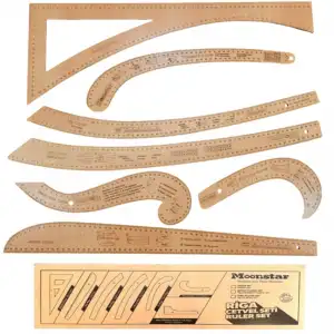 Fransız Kurvesi Ahşap Riga Cetvel Takım (7 Parça Kutulu)