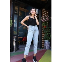 Merserize Askılı Bluz - SİYAH