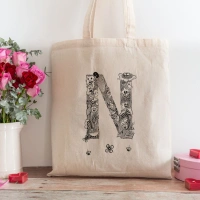 N Harfi Tasarımlı Alışveriş Plaj Bez Çanta