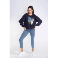 Şardonlu Sweatshirt-LACİVERT
