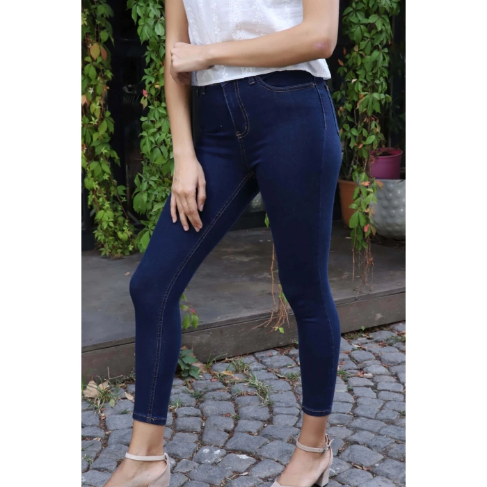 Yüksek Bel Skinny Jean Pantolon  - LACİVERT