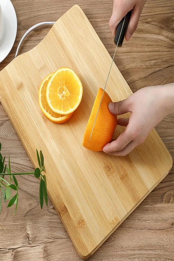 2li Bambu Kesim Panosu Lüx İki Boy Çelik Saplı Peynir Servis Sunum