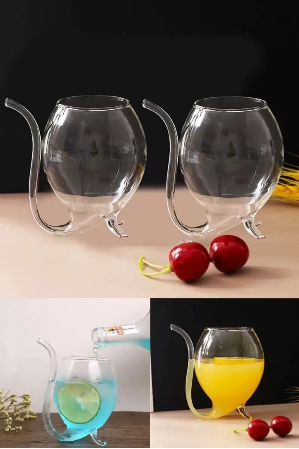 4lü Retro Pipetli Stil Bardak Flüt Dekor Soğuk Sıcak Meşrubat Kokteyl