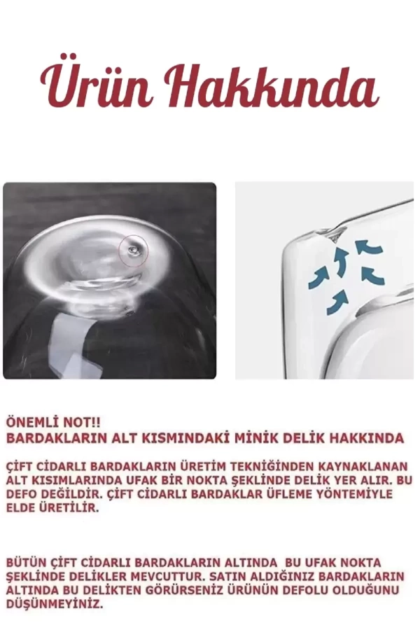 6Lı Çift Cidarlı Cam Kupa Bardak 450 ml Ev Ofis Fincanı Çift Katlı Isı Yalıtımlı
