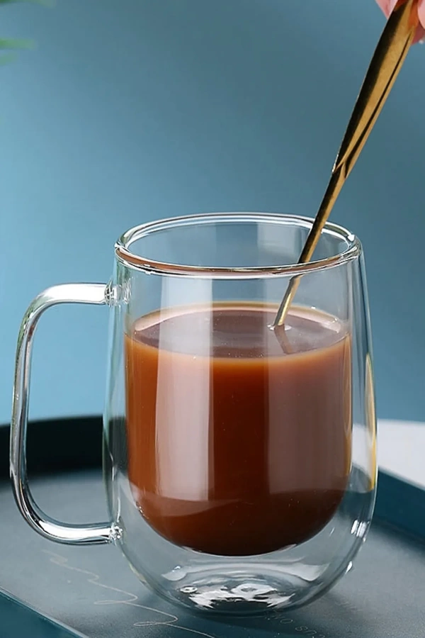 Çift Cidarlı Cam Bardak Kupa Ev Ofis Fincanı Çift Katlı Isı Yalıtımlı Espresso