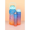 Colorful 3lü Motivasyon Suluk Matara Figürlü Pipetli Taşınabilir Su Şişesi