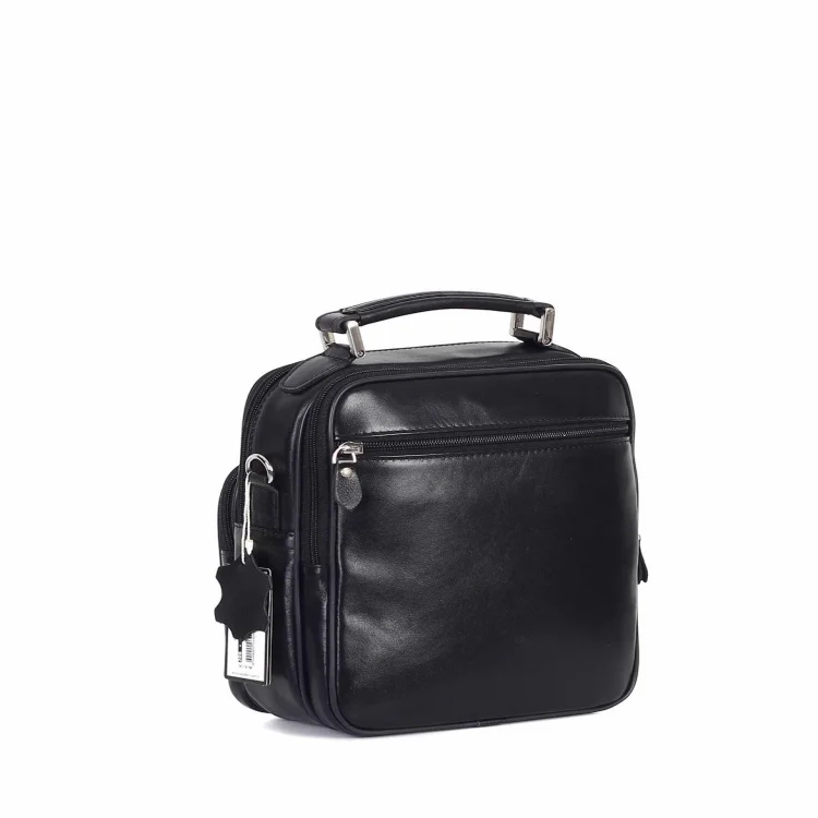 Aka El Çantası 306-1 Düz Siyah Deri