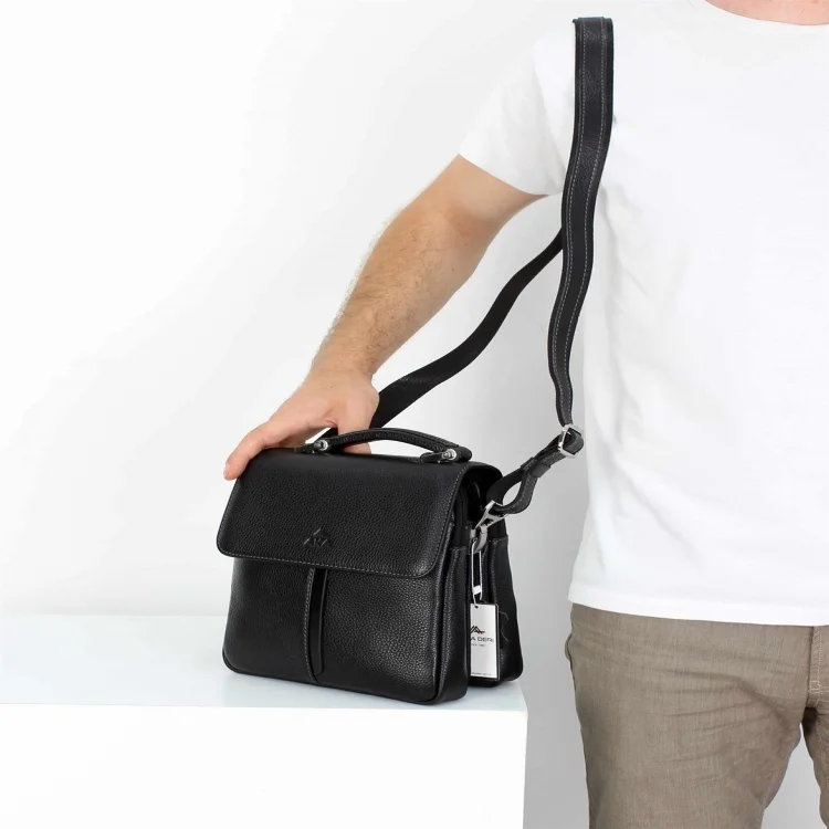 Aka El Ve Omuz Çantası 260-2 Floter Siyah Deri