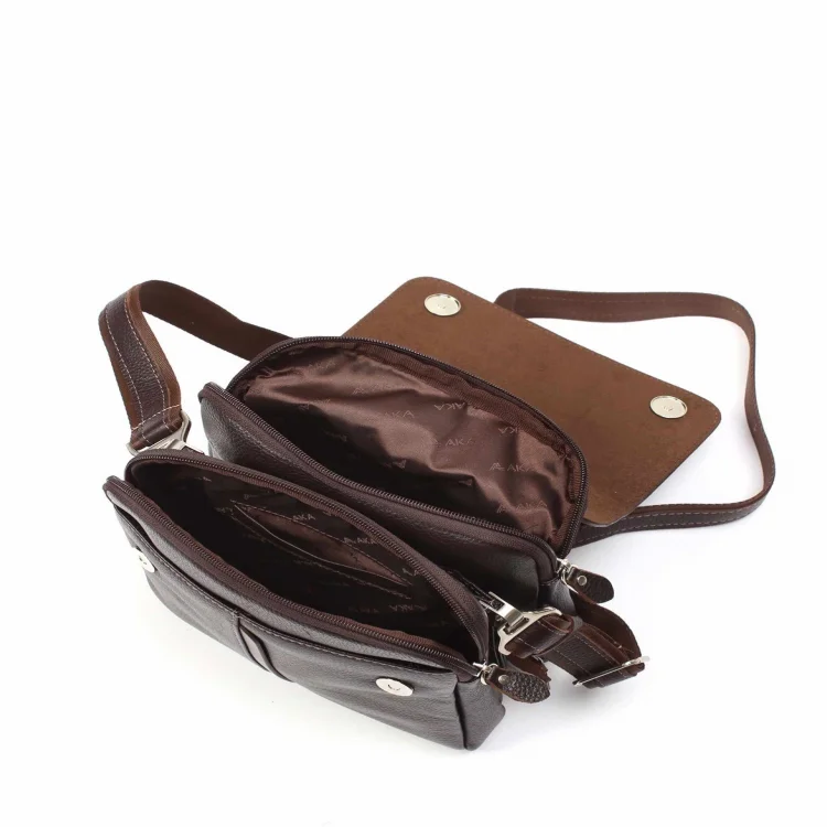 Aka El Ve Omuz Çantası 260-4 Floter Kahverengi Deri