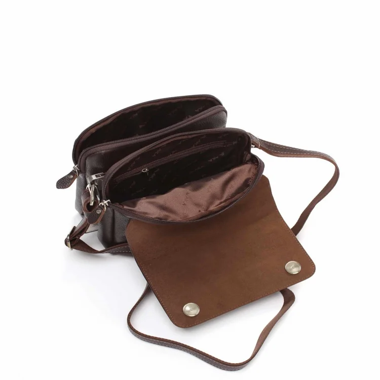 Aka El Ve Omuz Çantası 260-4 Floter Kahverengi Deri