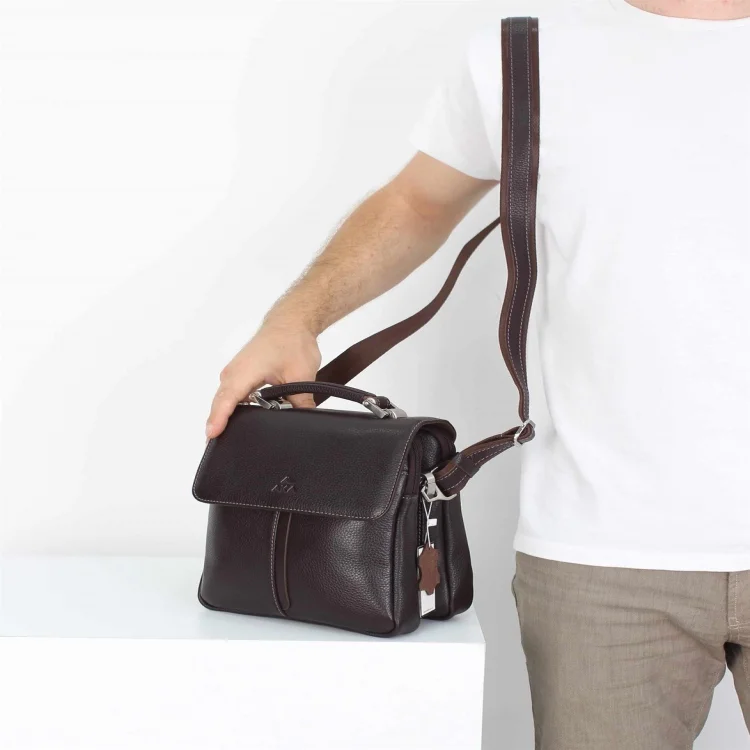 Aka El Ve Omuz Çantası 260-4 Floter Kahverengi Deri